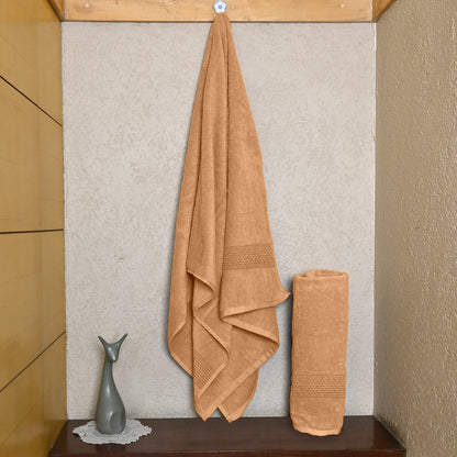 Sand Beige Solid 550 GSM Cotton Bath Towel Set of 2 | 150 × 75 cm