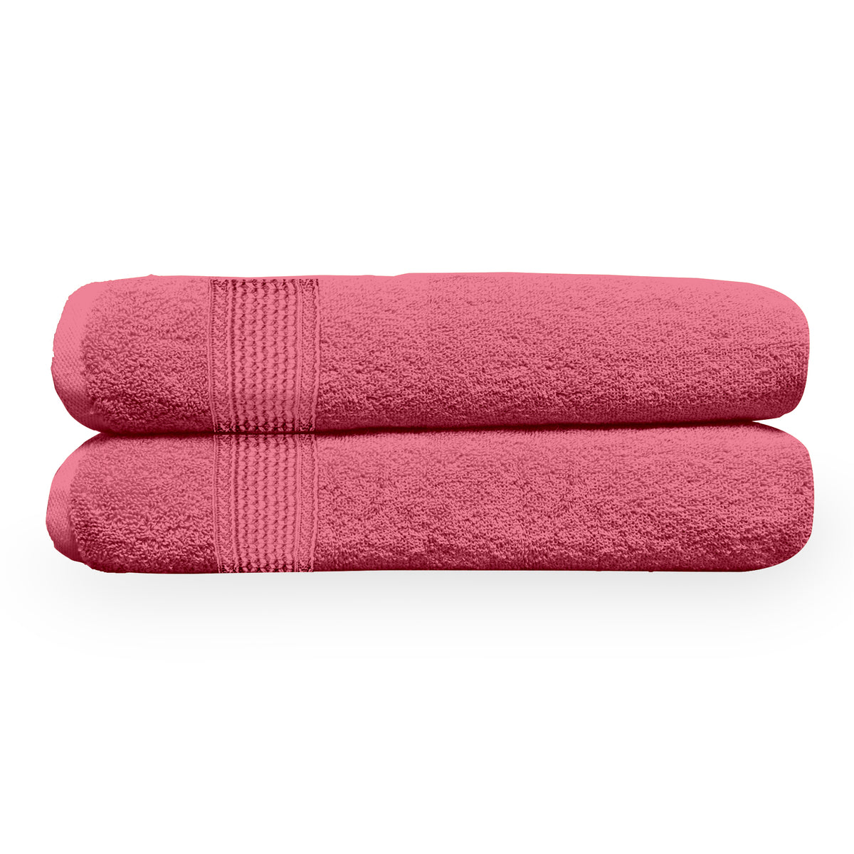 Pink Carnation Solid Cotton 550 GSM Bath Towel Set of 2 | 150 × 75 cm