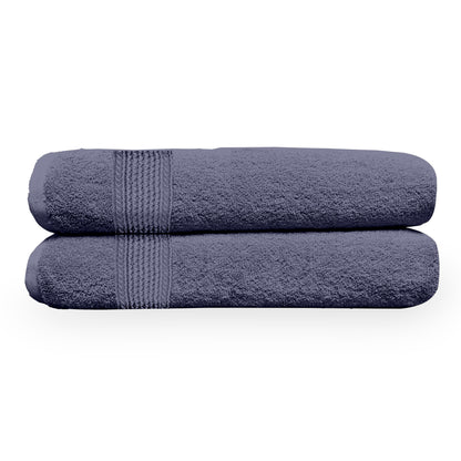 Blue Granite Solid 550 GSM Cotton Bath Towel Set of 2 | 150 × 75 cm