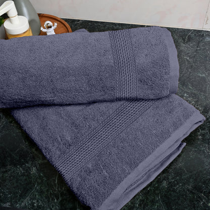 Blue Granite Solid 550 GSM Cotton Bath Towel Set of 2 | 150 × 75 cm