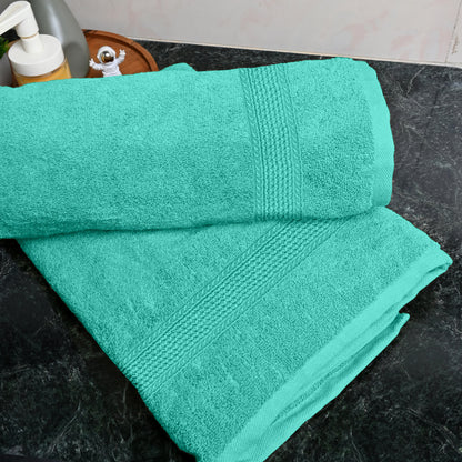 Ice Green Solid Cotton 550 GSM Bath Towel Set of 2 | 150 × 75 cm