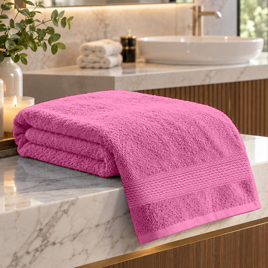 Fuchsia Pink Solid 550 GSM Cotton Bath Towel | 150 × 75 cm