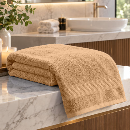 Desert Beige Solid 550 GSM Cotton Bath Towel | 150 × 75 cm