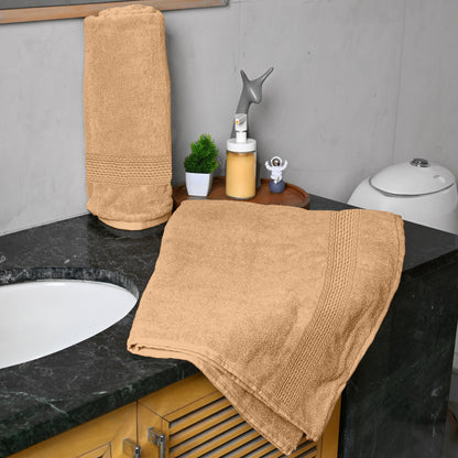 Desert Beige Solid 550 GSM Cotton Bath Towel Set of 2 | 150 × 75 cm