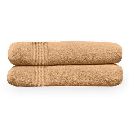 Desert Beige Solid 550 GSM Cotton Bath Towel Set of 2 | 150 × 75 cm