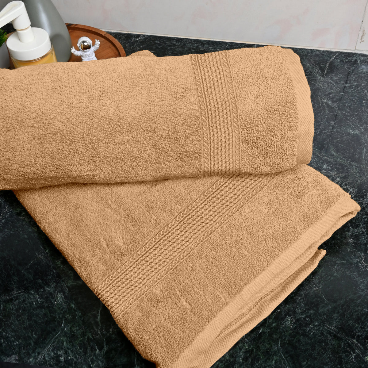 Desert Beige Solid 550 GSM Cotton Bath Towel Set of 2 | 150 × 75 cm