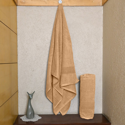 Desert Beige Solid 550 GSM Cotton Bath Towel Set of 2 | 150 × 75 cm