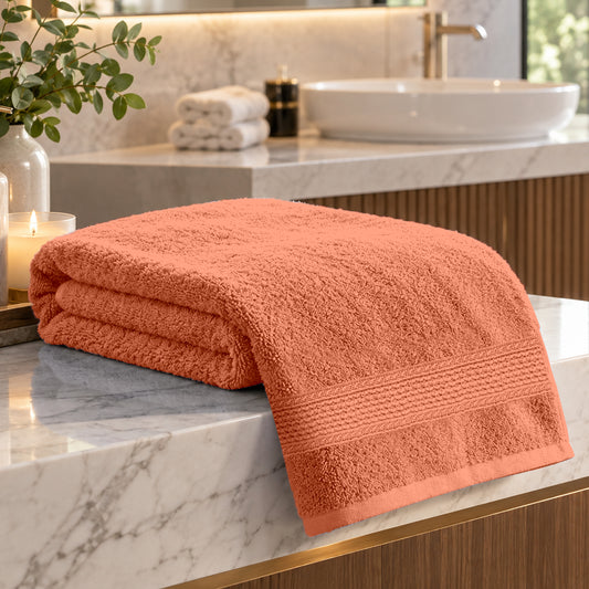 Dusty Orange Solid 550 GSM Cotton Bath Towel | 150 × 75 cm