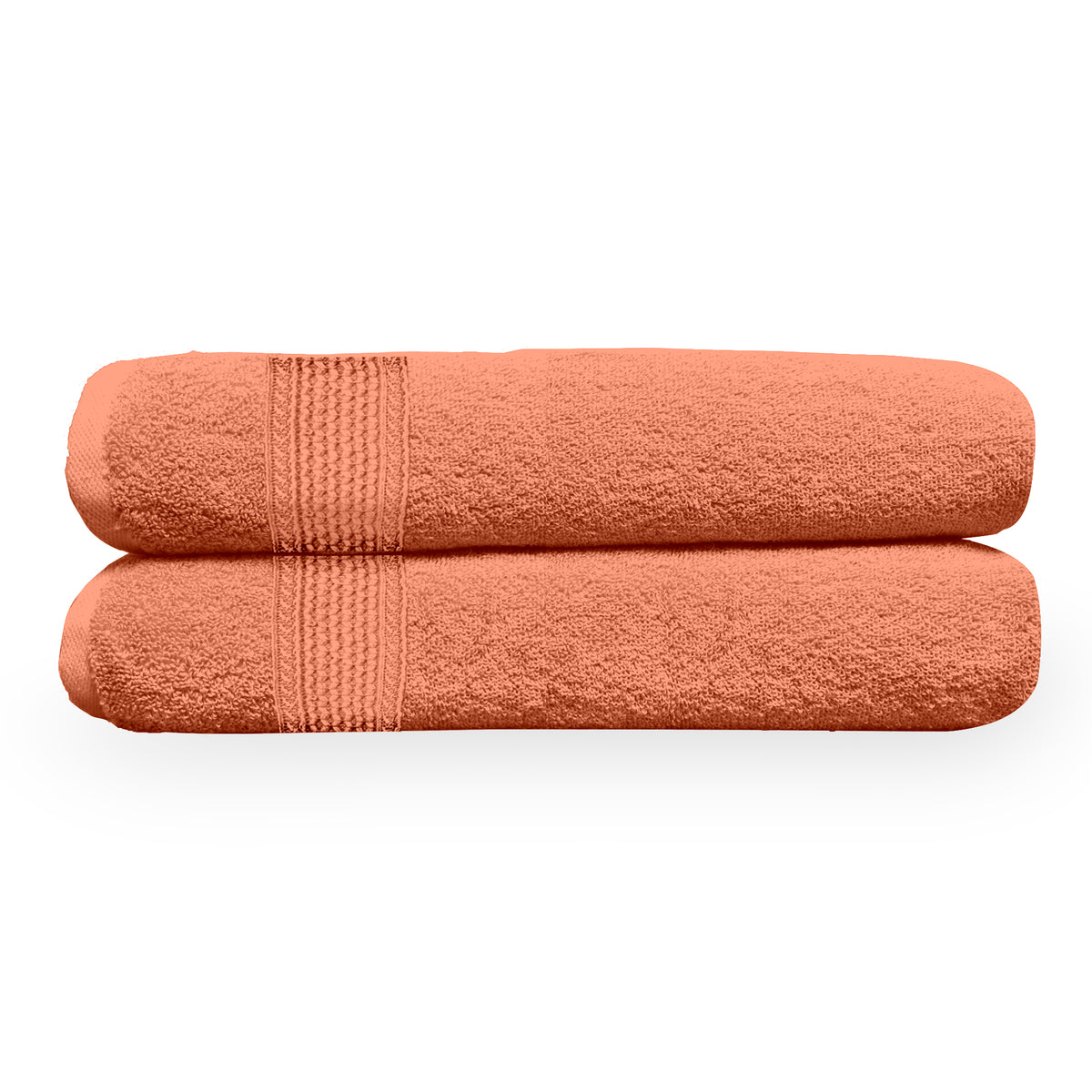 Dusty Orange Solid 550 GSM Cotton Bath Towel Set of 2 | 150 × 75 cm