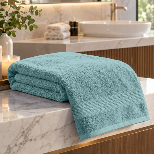 Sea Blue Solid 550 GSM Cotton Bath Towel | 150 × 75 cm
