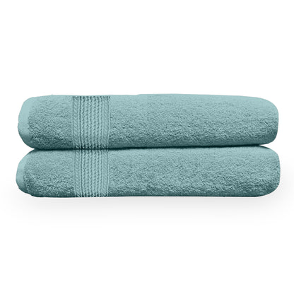 Sea Blue Solid 550 GSM Cotton Bath Towel Set of 2 | 150 × 75 cm