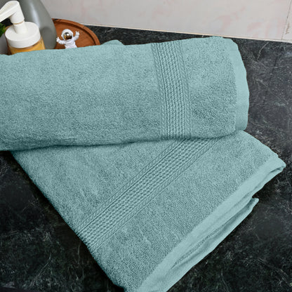 Sea Blue Solid 550 GSM Cotton Bath Towel Set of 2 | 150 × 75 cm
