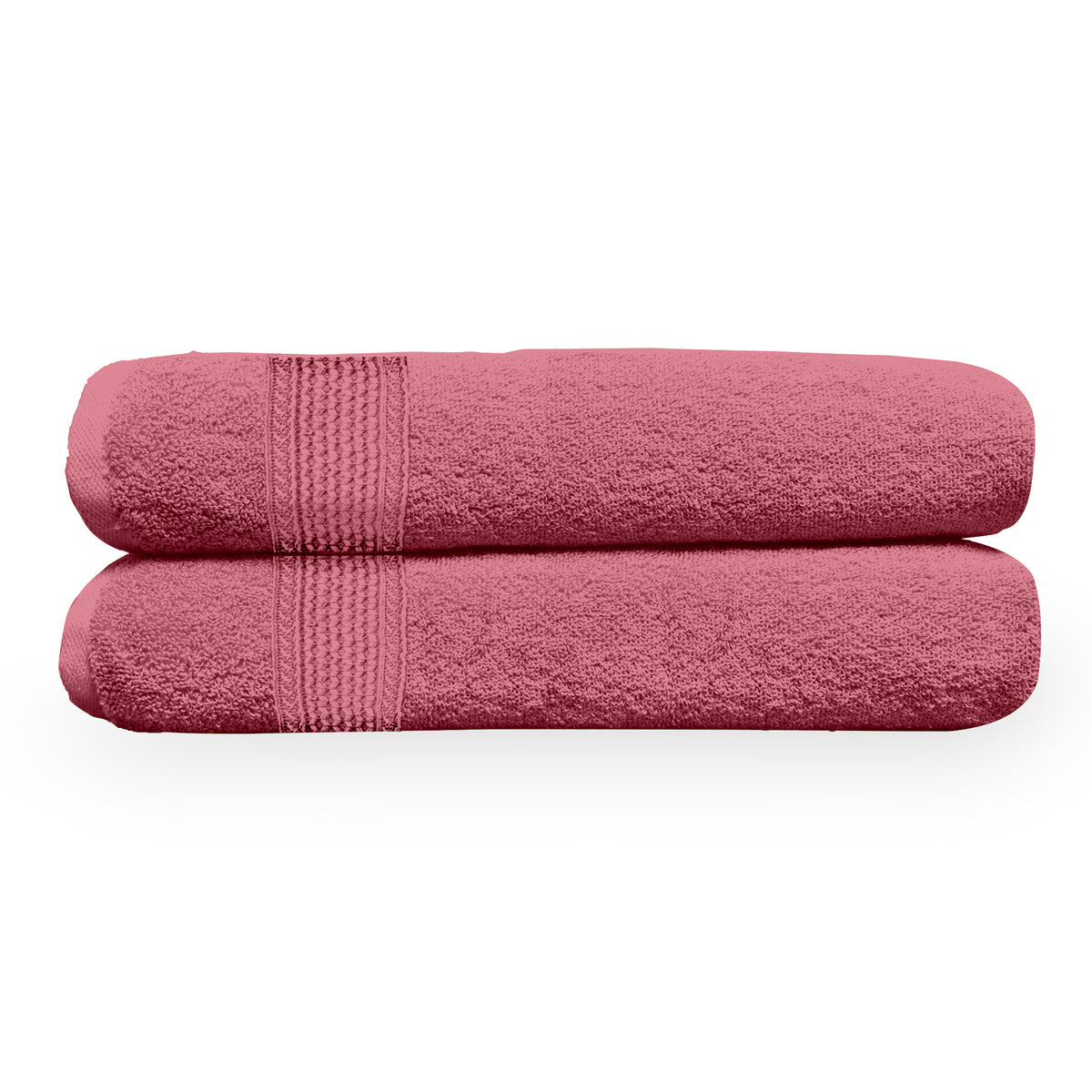 Tea Rose Solid 550 GSM Cotton Bath Towel Set of 2 | 150 × 75 cm