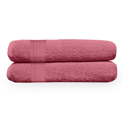 Tea Rose Solid 550 GSM Cotton Bath Towel Set of 2 | 150 × 75 cm