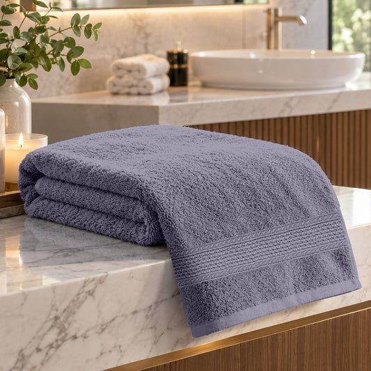 Dapple Grey Solid 550 GSM Cotton Bath Towel | 150 × 75 cm