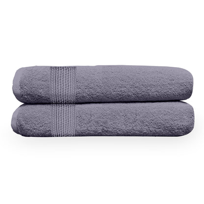 Dapple Grey Solid 550 GSM Cotton Bath Towel Set of 2 | 150 × 75 cm