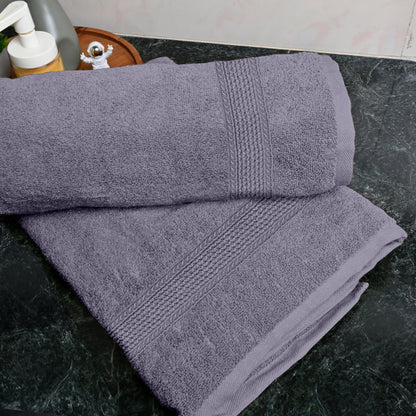 Dapple Grey Solid 550 GSM Cotton Bath Towel Set of 2 | 150 × 75 cm