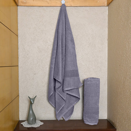 Dapple Grey Solid 550 GSM Cotton Bath Towel Set of 2 | 150 × 75 cm