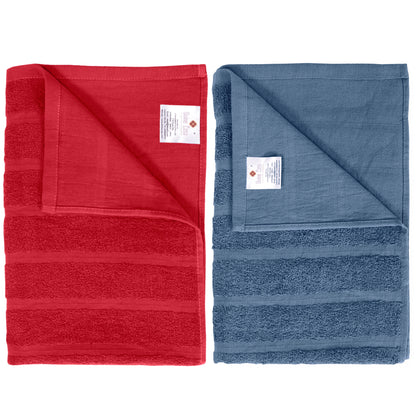 Red & Light Blue 250 GSM Quick Dry Bath Towel Combo