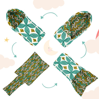 Geometric Green Baby Sleeping Bag & Carry Nest for New Born & Infants (0-4 Months)