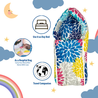 Floral Multicolor Baby Sleeping Bag & Carry Nest for New Born & Infants (0-4 Months)