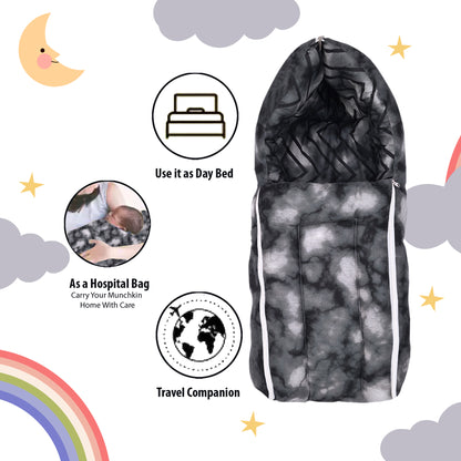 Abstract Gray Baby Sleeping Bag & Carry Nest for New Born & Infants (0-4 Months)