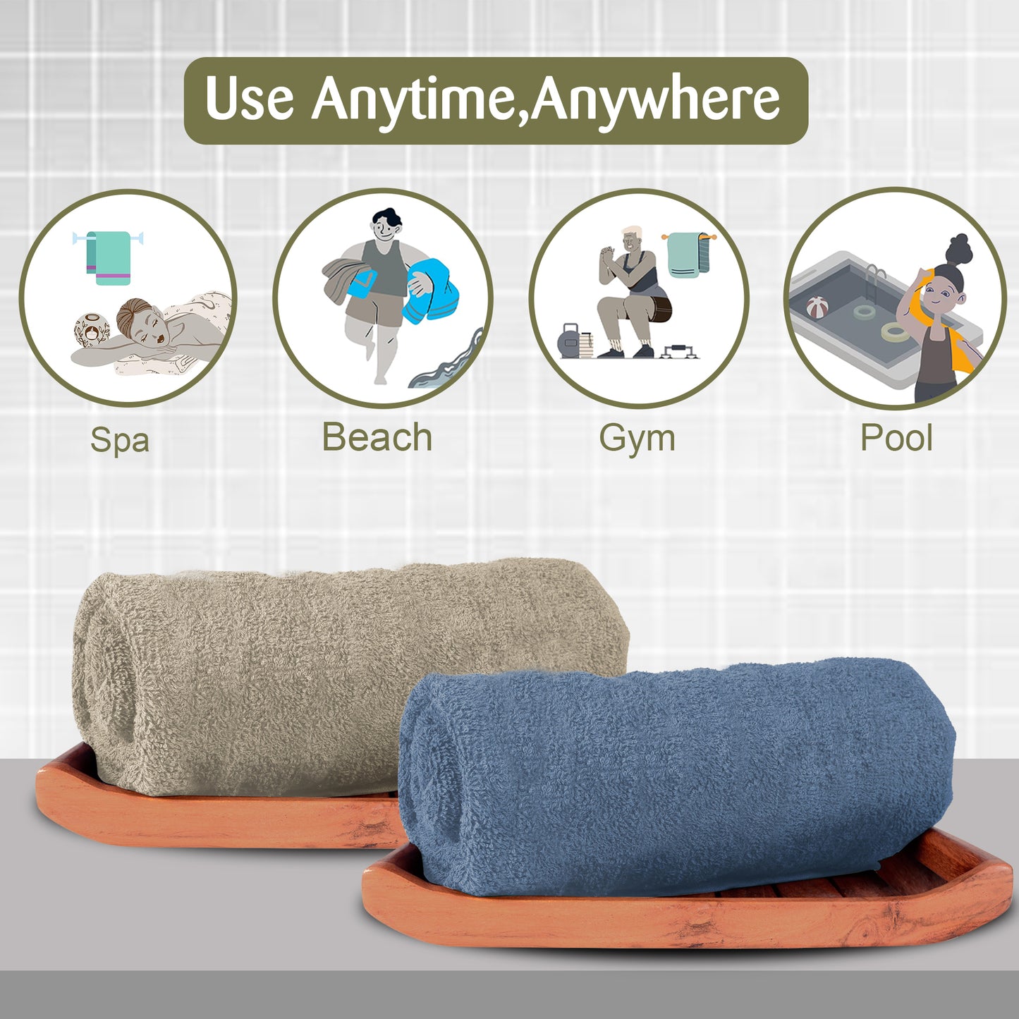 Premium Beige Bath Towel 550 GSM Ultra Soft & Highly Absorbent, 75x150 cm