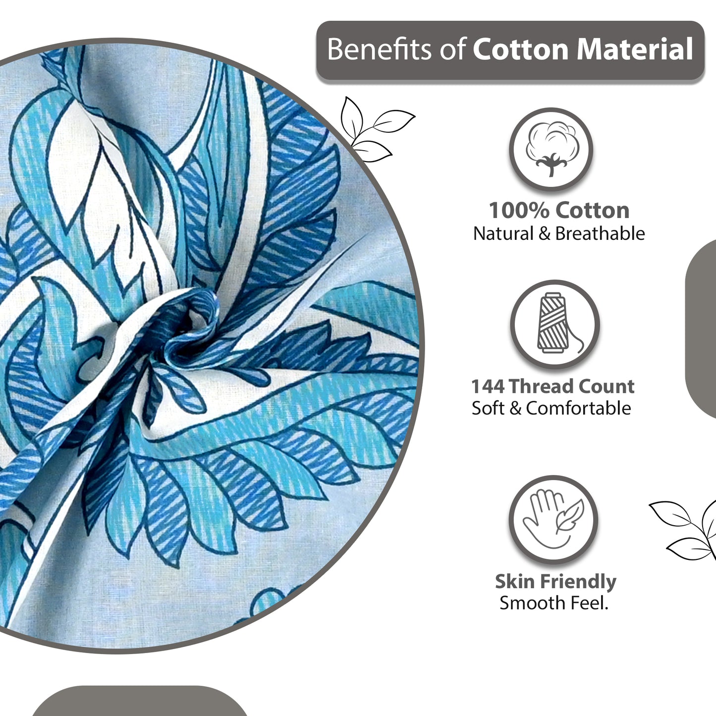 Blue Shades Regal Paisley 144 TC Cotton Double Bedsheet With 2 Pillowcovers