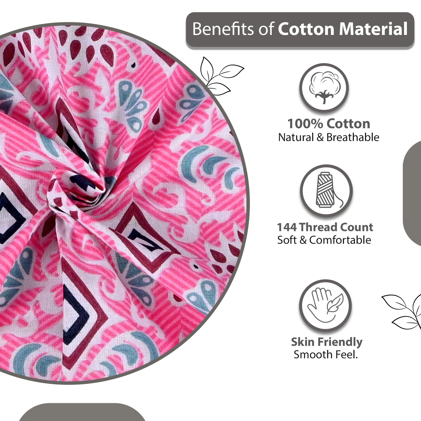 Soft Rose Petal Maze 144 TC Cotton Double Bedsheet With 2 Pillowcovers