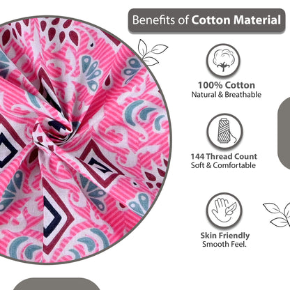 Soft Rose Petal Maze 144 TC Cotton Double Bedsheet With 2 Pillowcovers