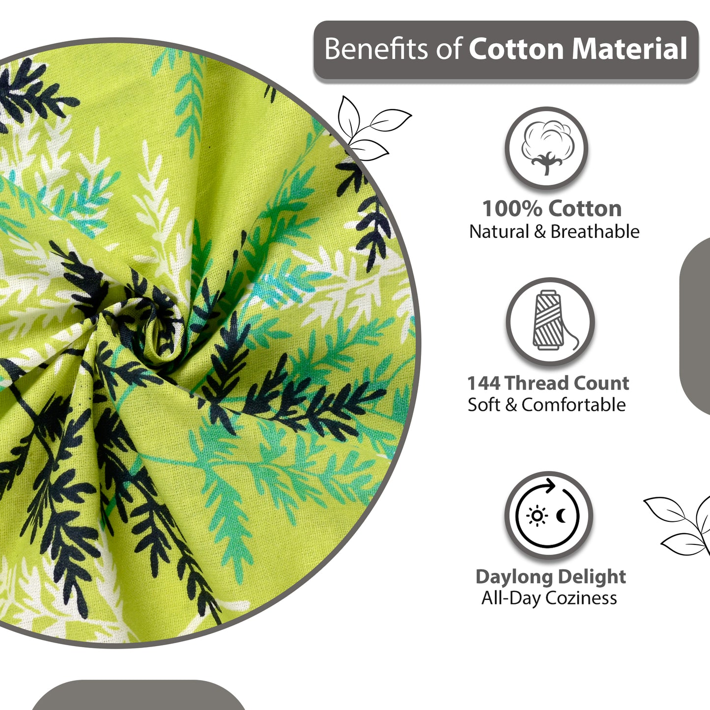 Lady Fern Floral Lime Combo Bedsheet for Single and Double Bed