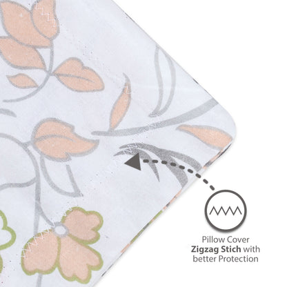 Vintage Floral 100% Cotton Bedsheet for Single Bed- Peach