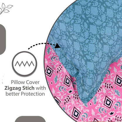 Soft Rose Petal Maze 144 TC Cotton Double Bedsheet With 2 Pillowcovers