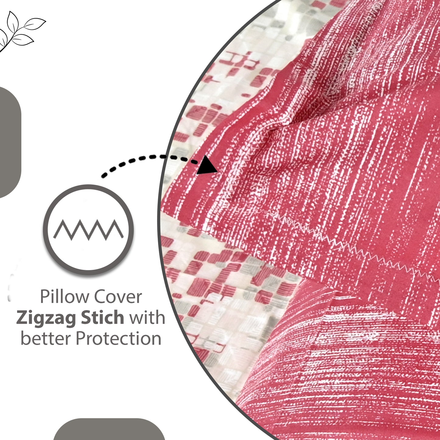 Red & Grey Mosaic Bloom 144 TC Cotton Double Bedsheet With 2 Pillowcovers