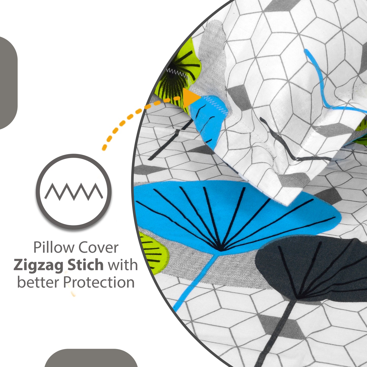 Green & Blue Geometric 144 TC Cotton Single Bedsheet With 1 Pillowcover