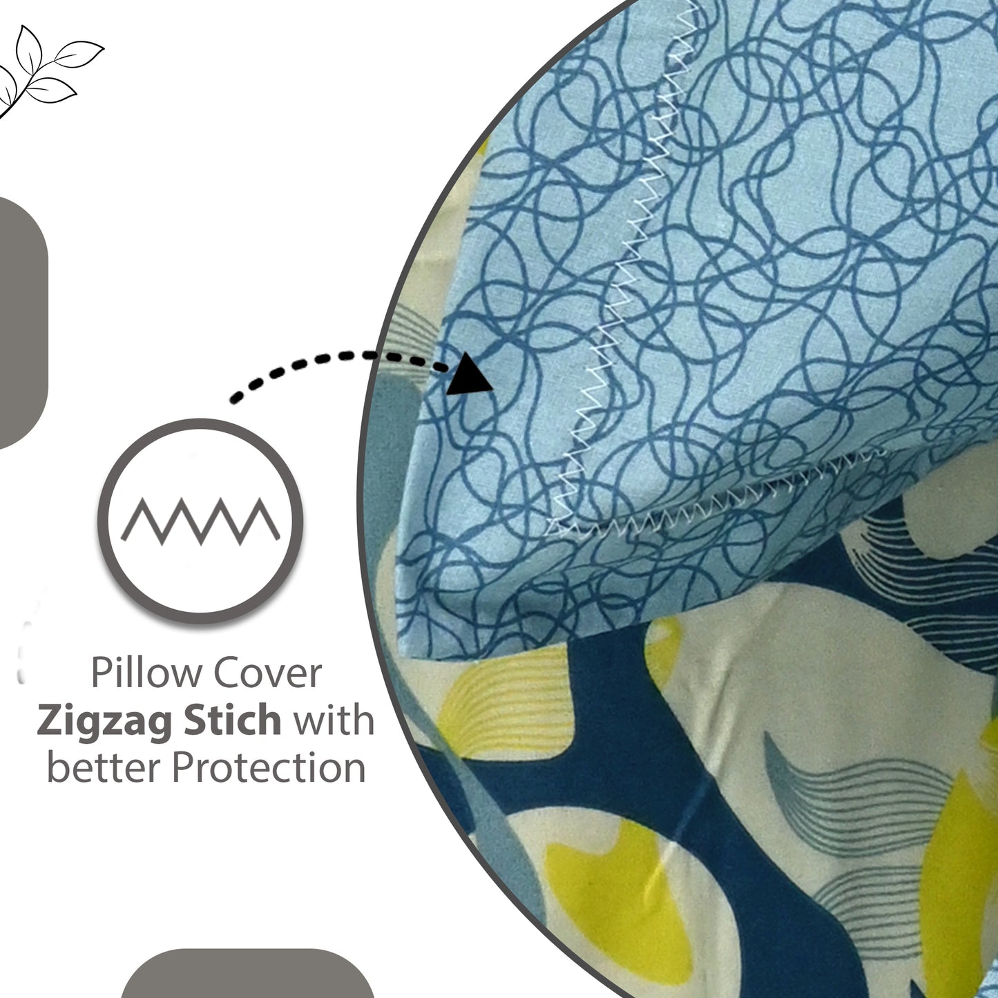 Navy & Yellow Azure Bloom 144 TC Cotton Double Bedsheet With 2 Pillowcovers