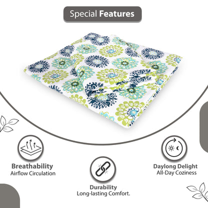 Green Dahlia Floral Printed Bedsheet For Double Bed
