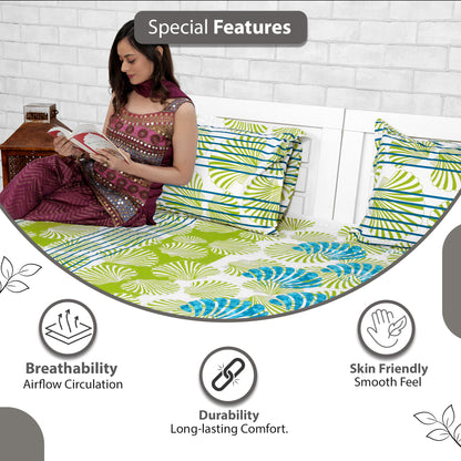Neutral Floral Bedsheet For Double Bed