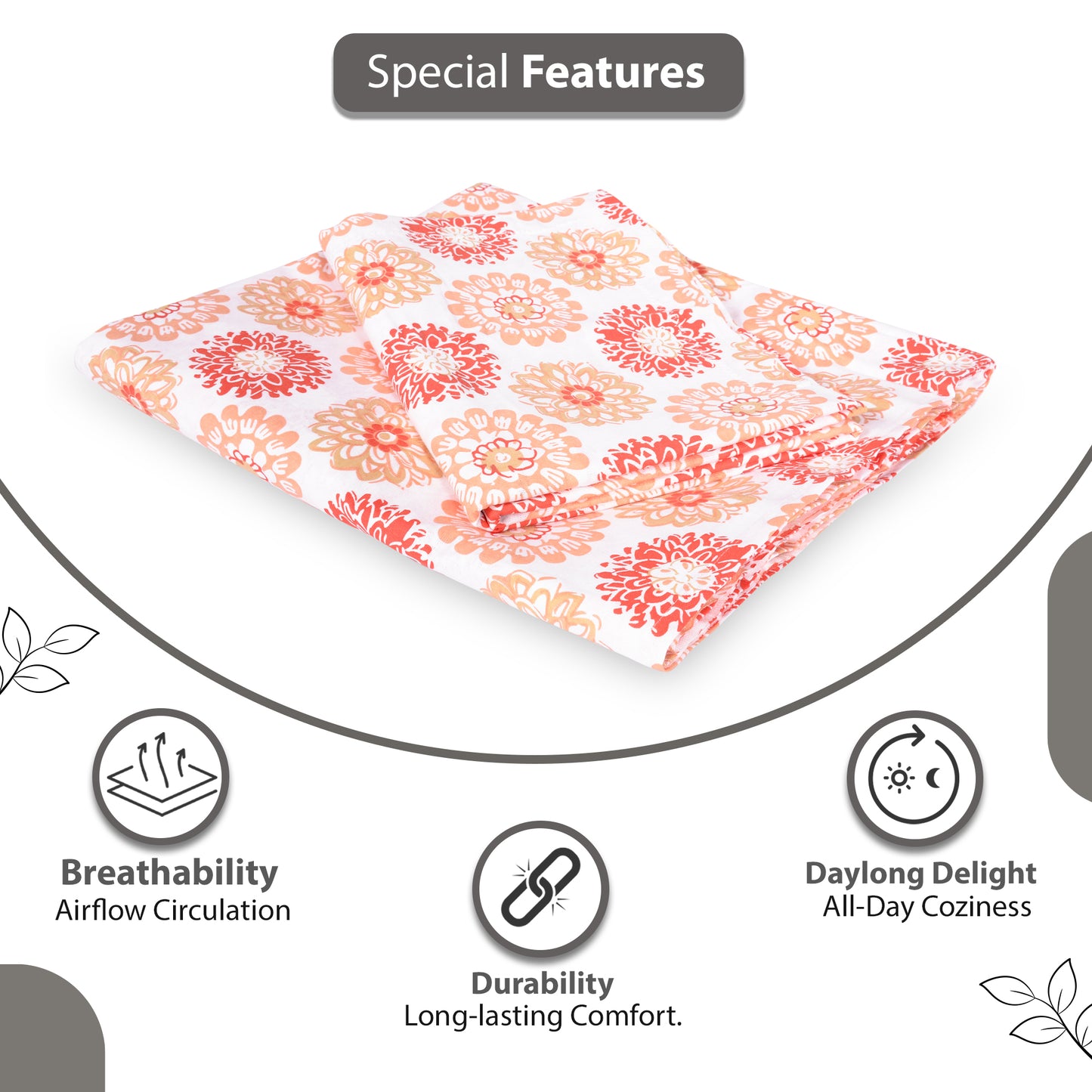 Summer Dahlia Floral Printed Bedsheet For Double Bed