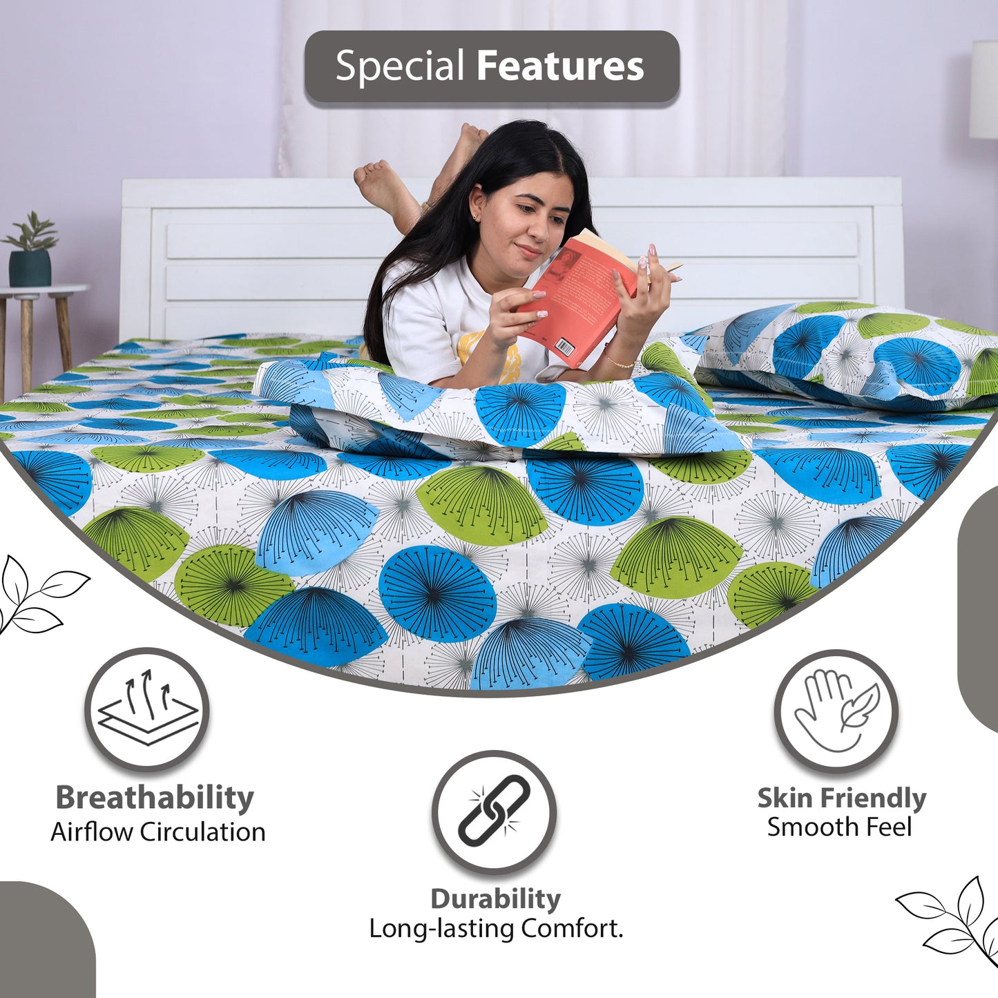 Dandelions Combo Bedsheet for Single and Double Bed