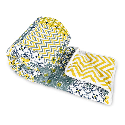 Yellow & Grey Tile Single Kids Bed Comforter – 120 GSM Microfiber
