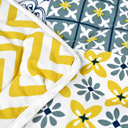 Yellow & Grey Tile Single Kids Bed Comforter – 120 GSM Microfiber