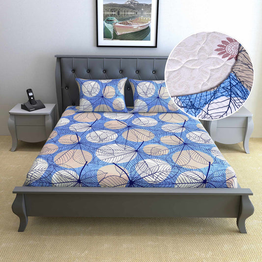 Dry Leaf  Elastic Fitted Double Bed Bedsheet