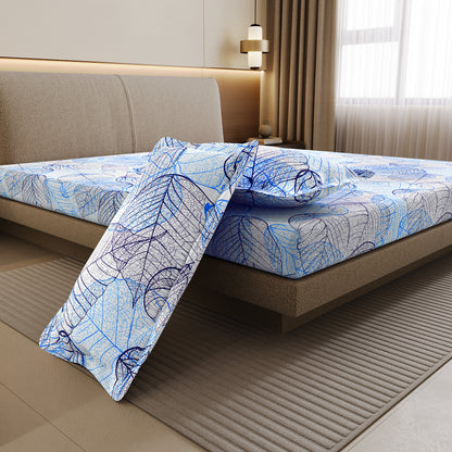 Light Blue Dry Leaf Texture Double Bedsheet