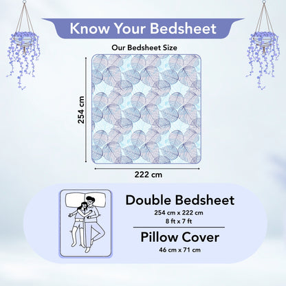 Light Blue Dry Leaf Texture Double Bedsheet