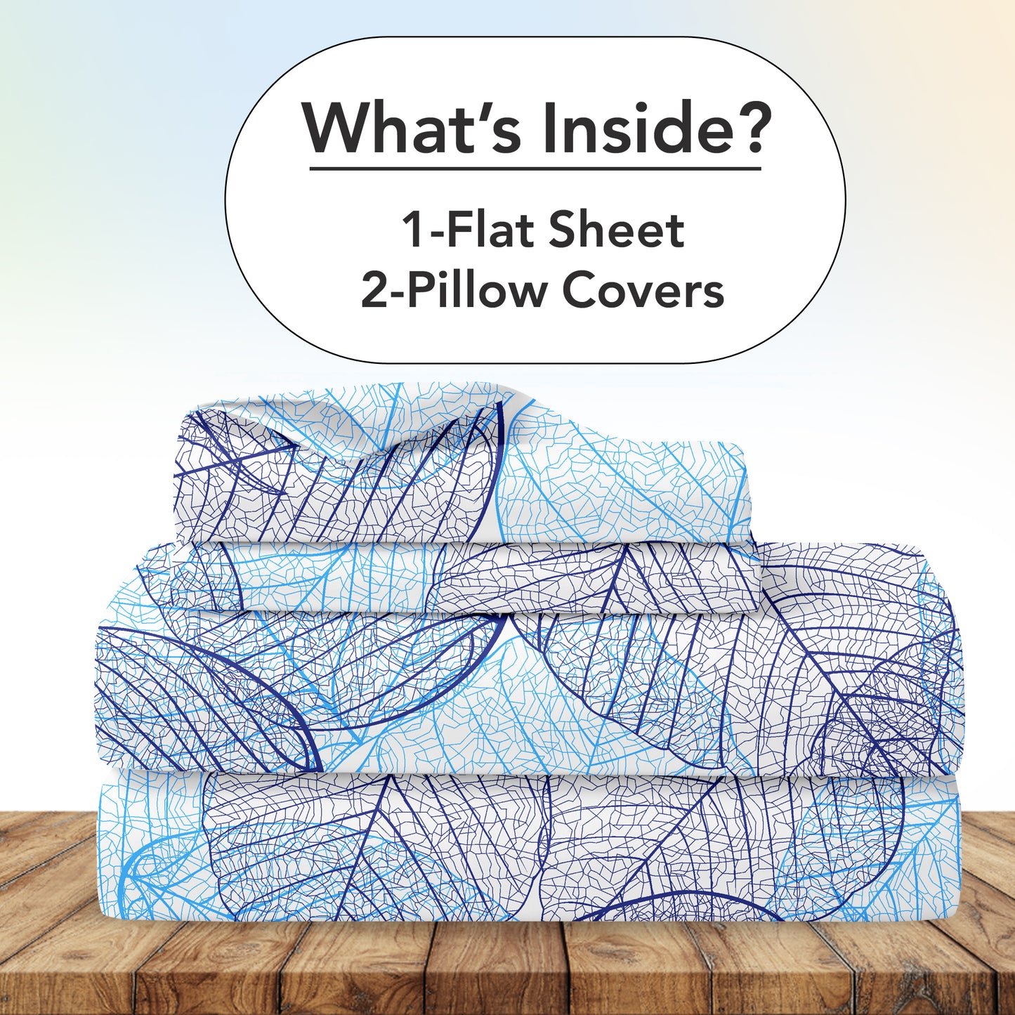 Light Blue Dry Leaf Texture Double Bedsheet