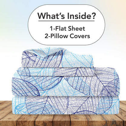 Light Blue Dry Leaf Texture Double Bedsheet