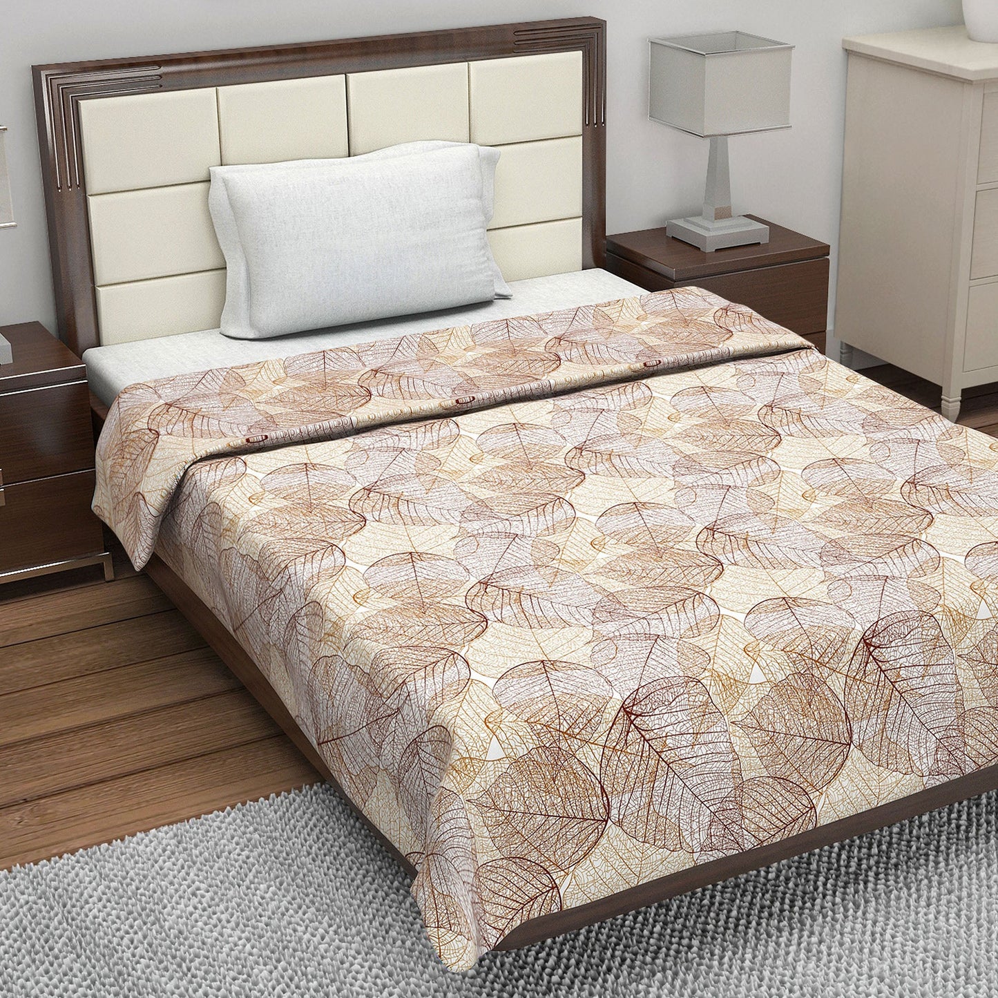 Light Blue Floral Single Bed Dohar – 120 GSM Cotton