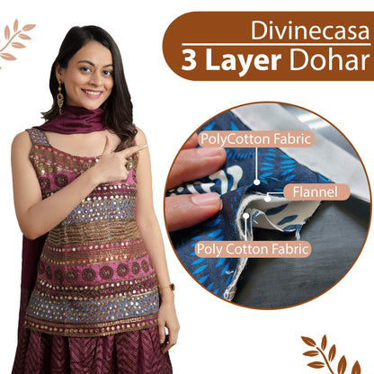 Brown And Golden Yellow Dry leaves Single Bed Dohar – 144 TC Cotton