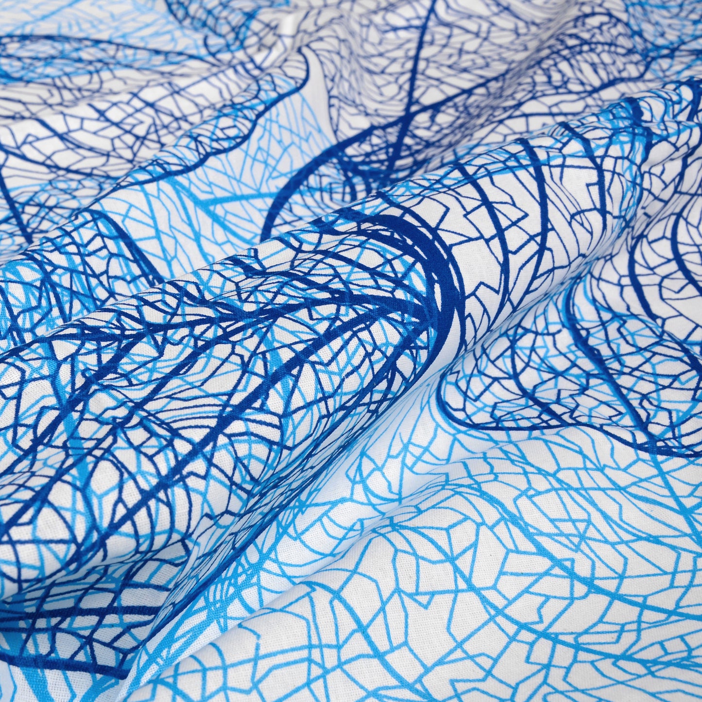 Light Blue Floral 144 TC Cotton King Bedsheet With 2 Pillowcovers